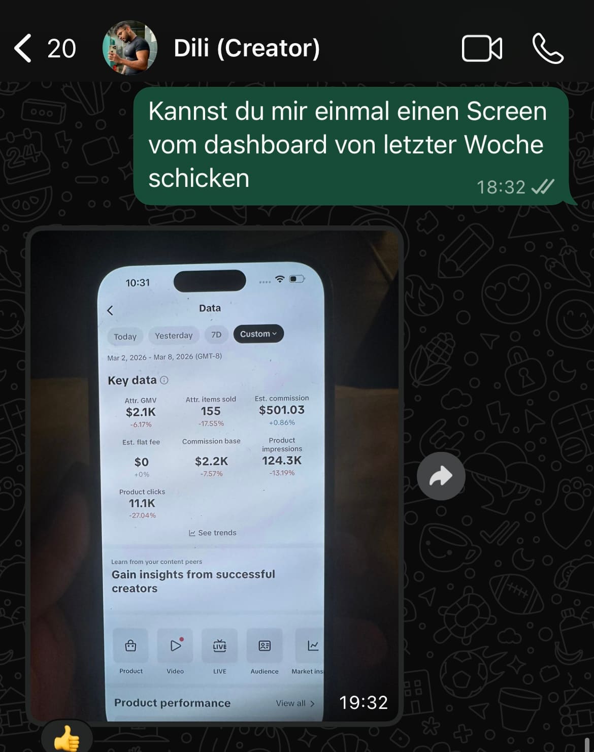 Creator dashboard mobile